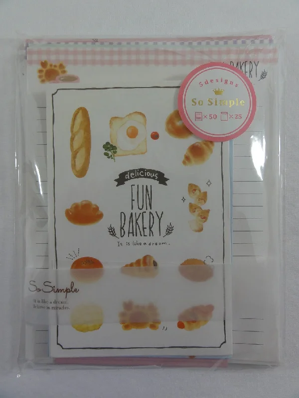 Cute Kawaii Crux Delicious Fun Bakery Letter Set Pack - Stationery Writing Paper Penpal Collectible