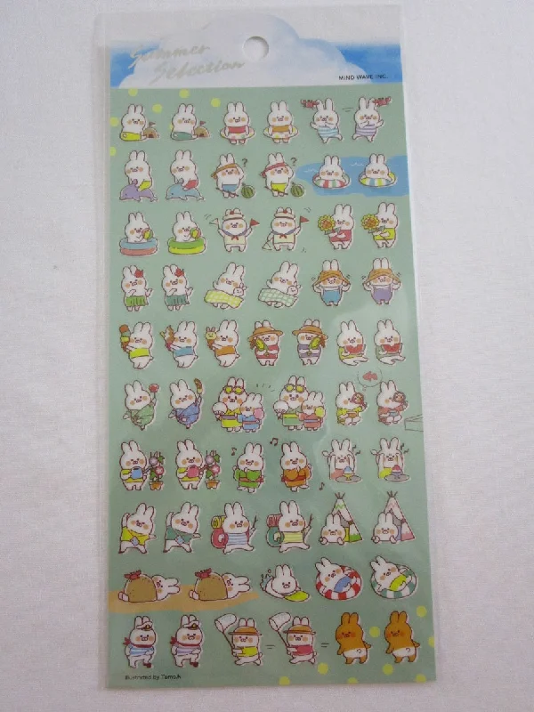 Cute Kawaii MW Summer Selection Series - Rabbit Play Fun Summer Beach Sticker Sheet - for Journal Planner Craft Organizer Calendar