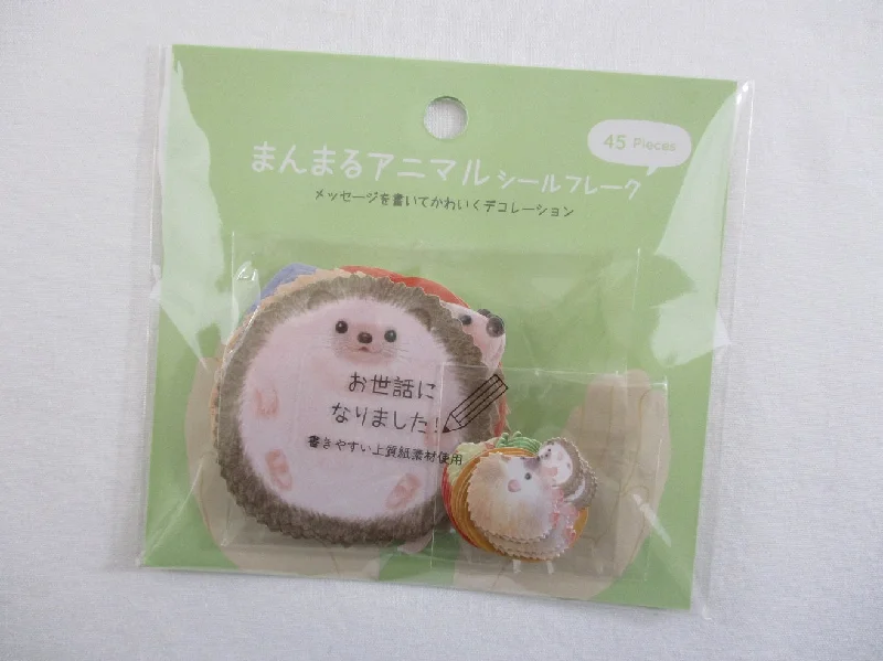 Cute Kawaii Kamio Hedgehog Write on Flake Stickers Sack - for Journal Planner Agenda Craft Scrapbook