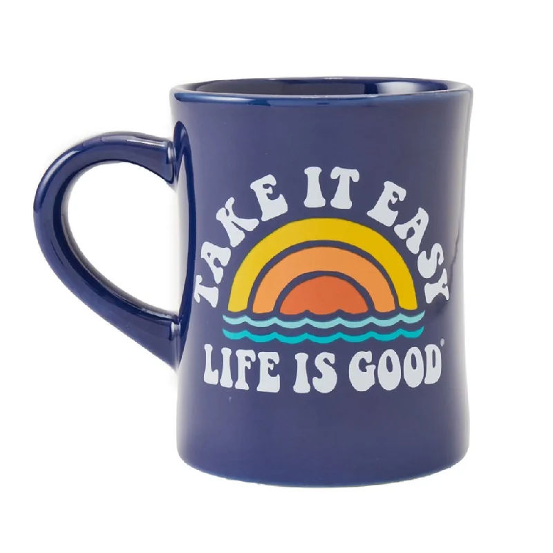 Life Is Good : Take It Easy Rainbow Waves Diner Mug