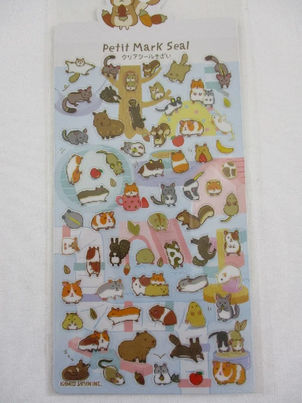 Cute Kawaii Kamio Hamster Squirrel Sticker Sheet - with Gold Accents - for Journal Planner Craft Agenda Organizer Scrapbook