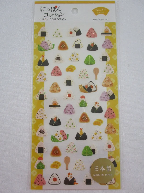 Cute Kawaii MW Collection Sticker Sheet - Onigiri Rice Ball Sushi - for Journal Planner Craft - Washi Textured Paper