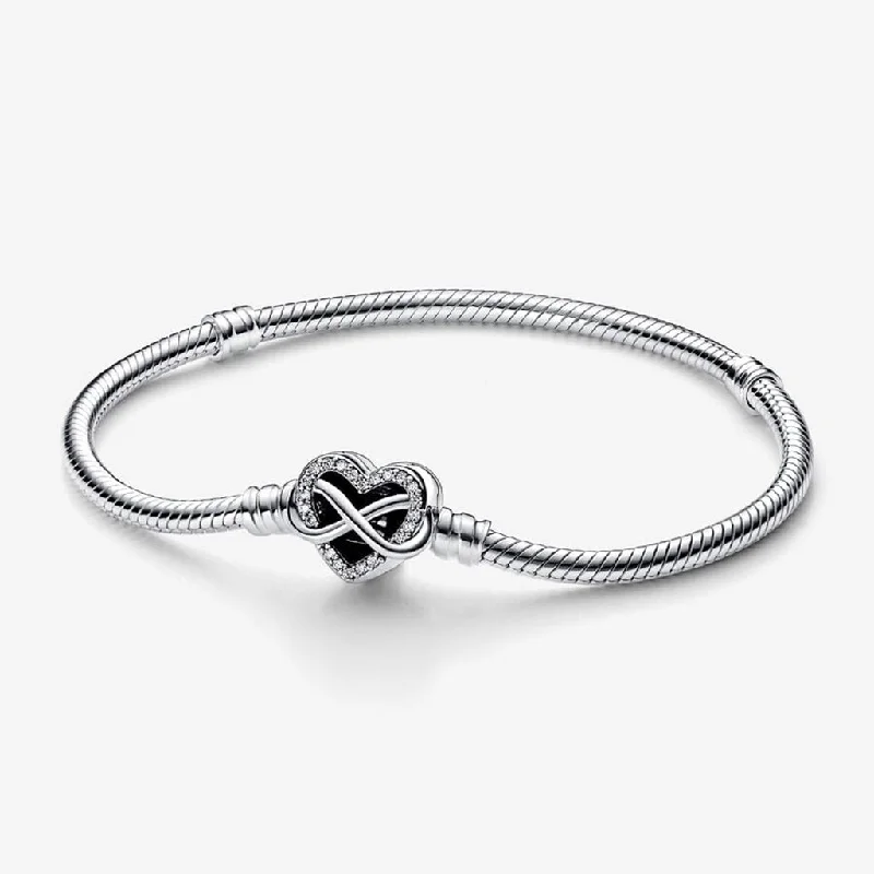 PANDORA : Pandora Moments Sparkling Infinity Heart Clasp Snake Chain Bracelet