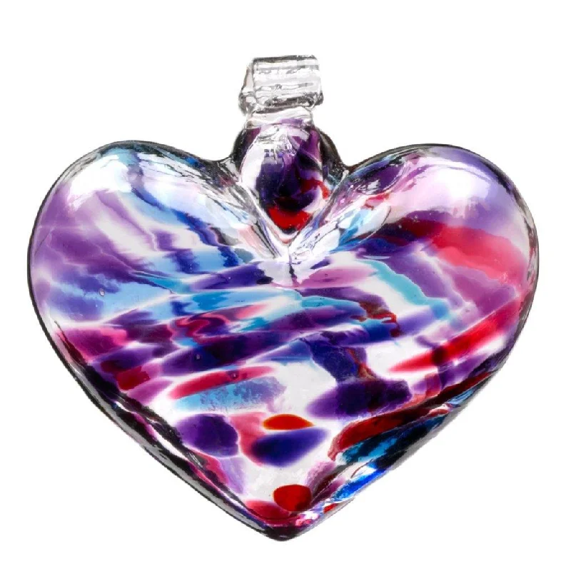 Kitras : Berry Multi Hearts Glass Ornament in Berry