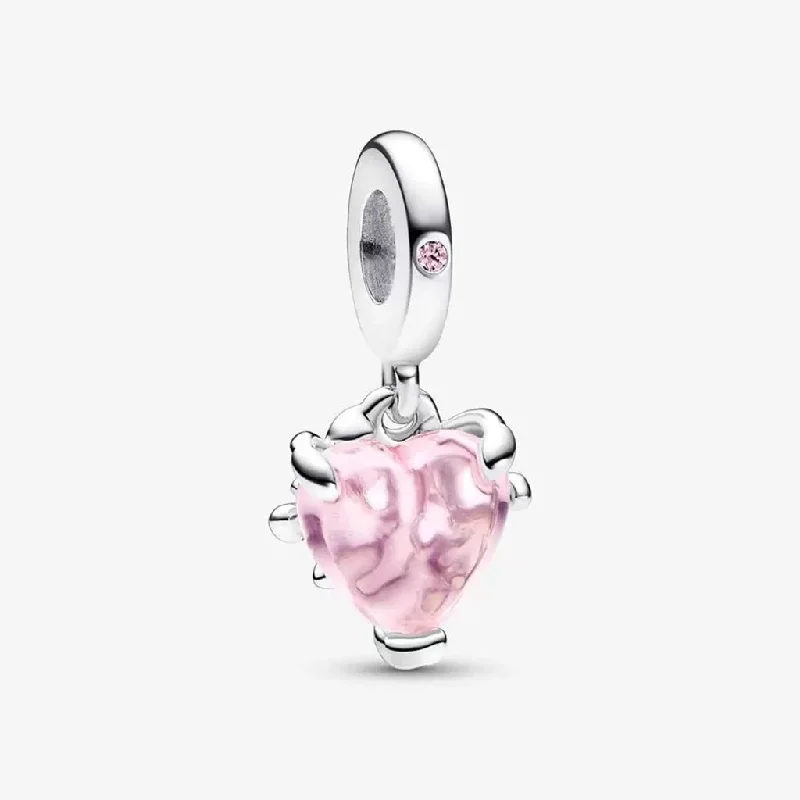 PANDORA : Pink Family Tree & Heart Dangle Charm