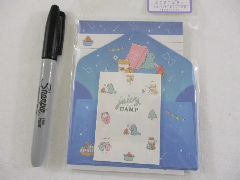 Cute Kawaii Kamio Dino Camping MINI Letter Set Pack - Stationery Writing Note Paper Envelope