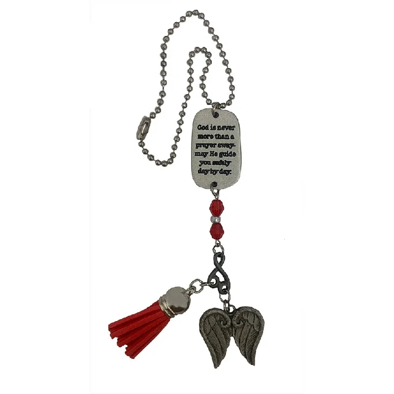 Cathedral Art : God Is Never Red Tassel Angel Car Charm With Beads