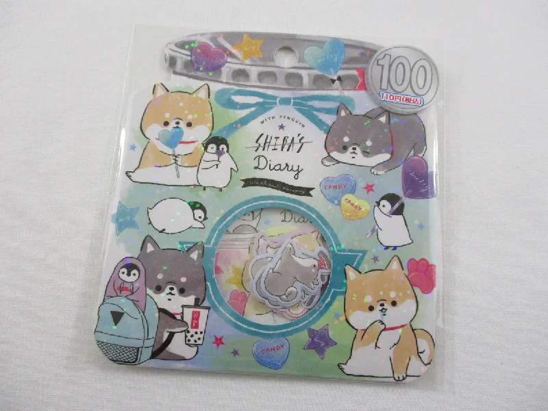 Cute Kawaii Kamio Dog Shiba Diary Flake Stickers Sack - for Journal Planner Craft Scrapbook Agenda