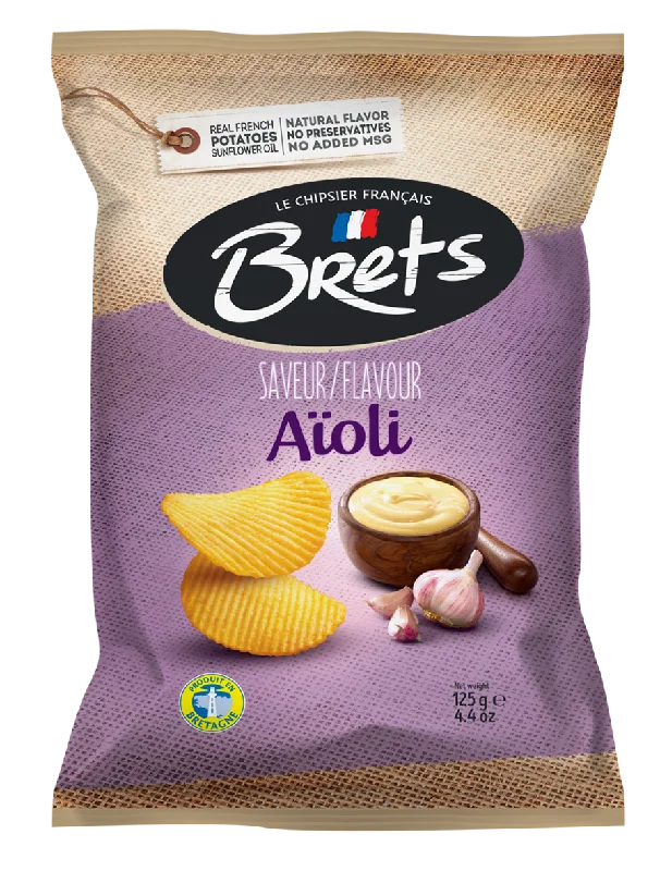 BRETS POTATO CRISPS AIOLI (GARLIC) 125G