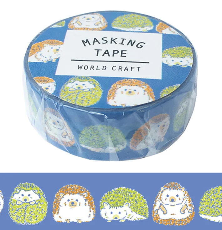 Cute Kawaii World Craft Washi / Masking Deco Tape - Hedgehog - for Scrapbooking Journal Planner Craft