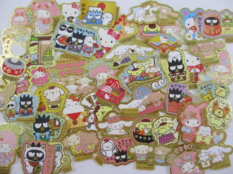 Cute Kawaii Sanrio Characters Hello Kitty My Melody Little Twin Stars Cinnamoroll Badtz Maru Flake Sack Stickers - 50 pcs