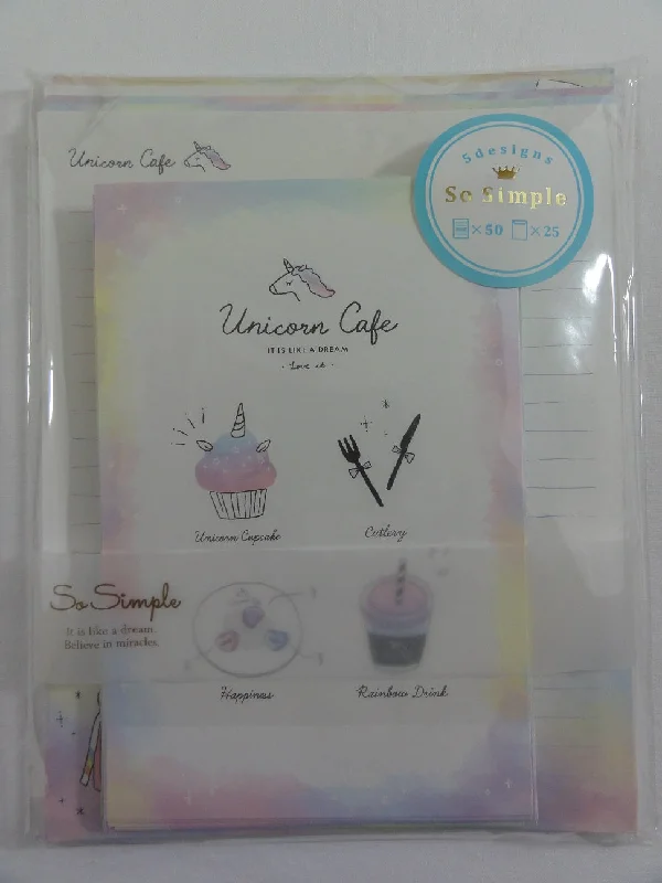 Cute Kawaii Crux Unicorn Cafe Letter Set Pack - Stationery Writing Paper Penpal Collectible