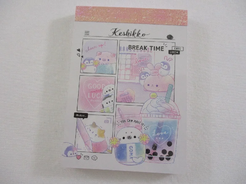 Cute Kawaii Crux Keshikko Mini Notepad / Memo Pad - E - Break Time Bubble Tea - Stationery Designer Paper Collection