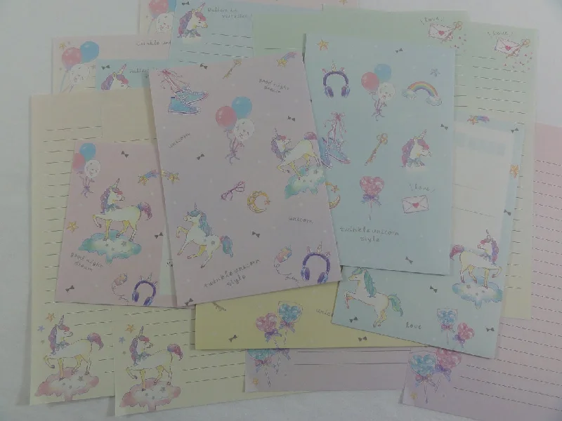 Crux Twinkle Unicorn Style Letter Sets - Stationery Writing Paper Envelope