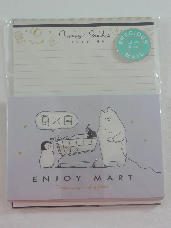 Cute Kawaii Kamio Penguin Bear Enjoy Study Mart Movie Life Best Friends Letter Set Pack - Stationery Paper Envelope Penpal