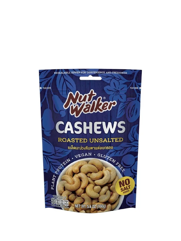 NUT WALKER ROASTED UNSALTED CASHEWS 160G