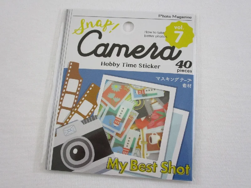 Cute Kawaii MW Hobby Time Flake Stickers Sack - Camera Photography - for Journal Agenda Planner Scrapbooking Craft