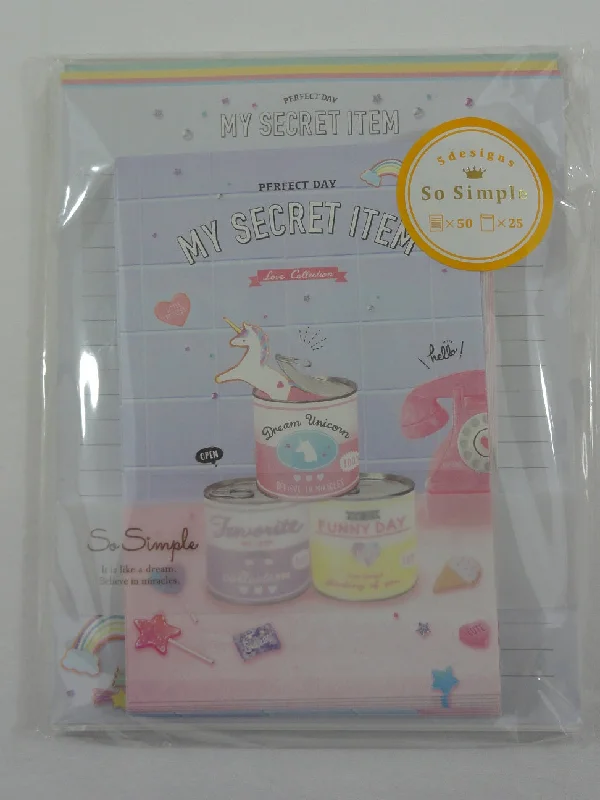 Cute Kawaii Crux Perfect Day Unicorn Letter Set Pack - Stationery Writing Paper Penpal