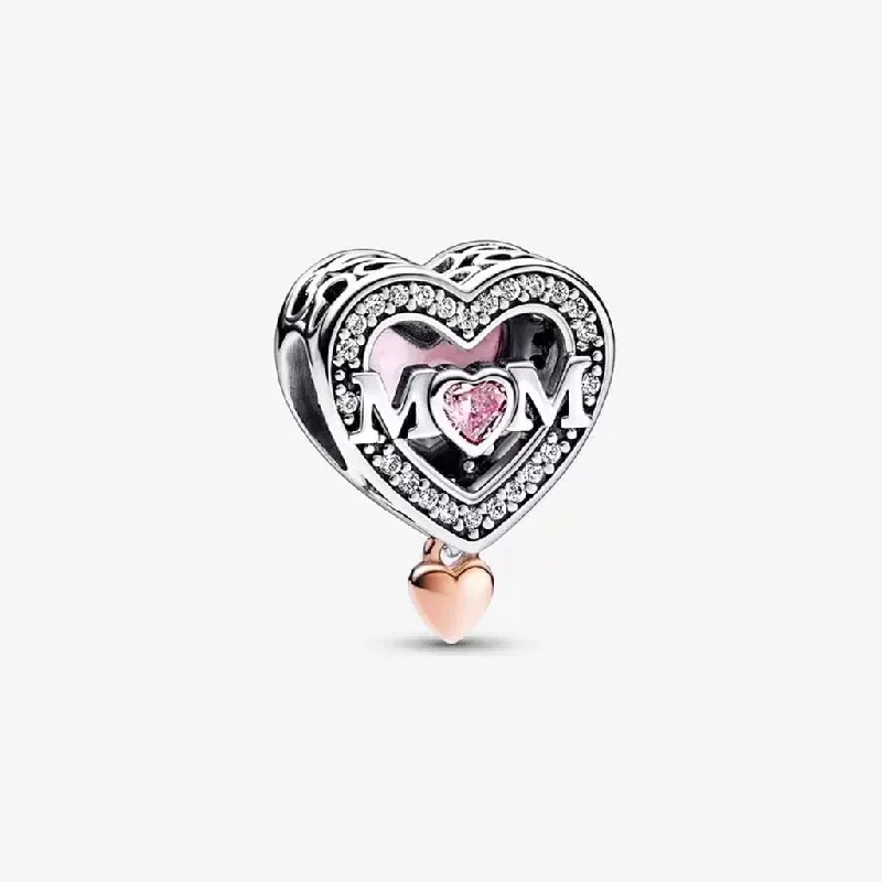 PANDORA : Two-tone Openwork Mom & Heart Charm