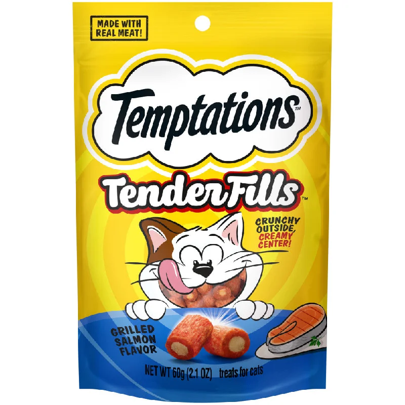    - Natural ingredient cat food  TEMPTATIONS TENDER FILLS Cat Treats, Grilled Salmon Flavor, 2.1 oz. Pouch