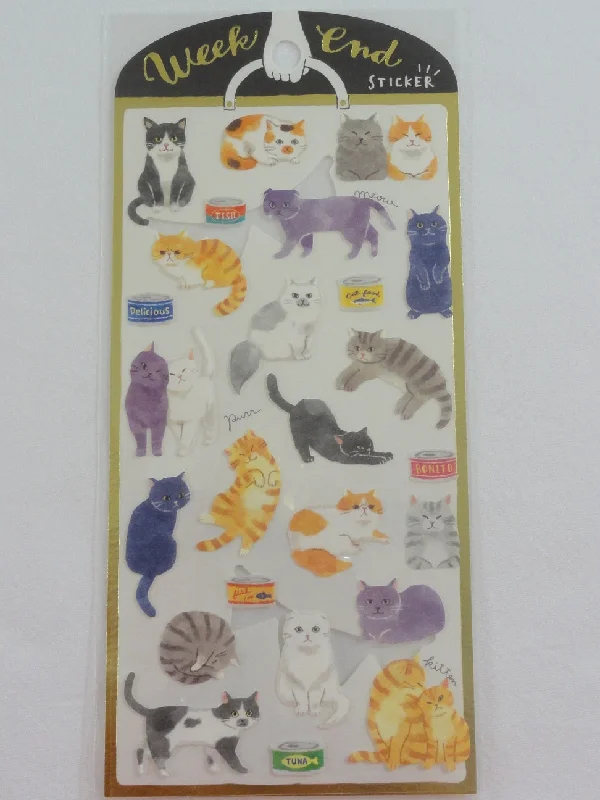 Cute Kawaii Mind Wave Weekend Series - Cat Kitten Sticker Sheet - for Journal Planner Craft