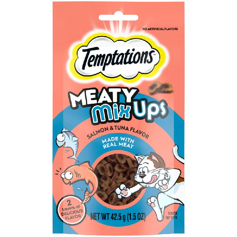    - Where to buy imported cat food  TEMPTATIONS Meaty MixUps Cat Treats, Salmon & Tuna Flavor, 1.5 oz. Pouch