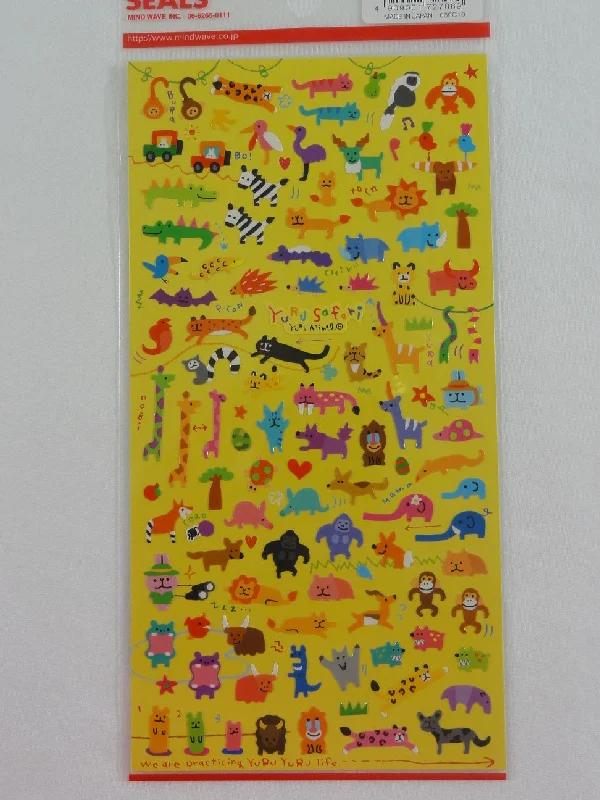 Cute Kawaii Mind Wave Animals Hippo Giraffe Wild Zoo Sticker Sheet - for Journal Planner Craft