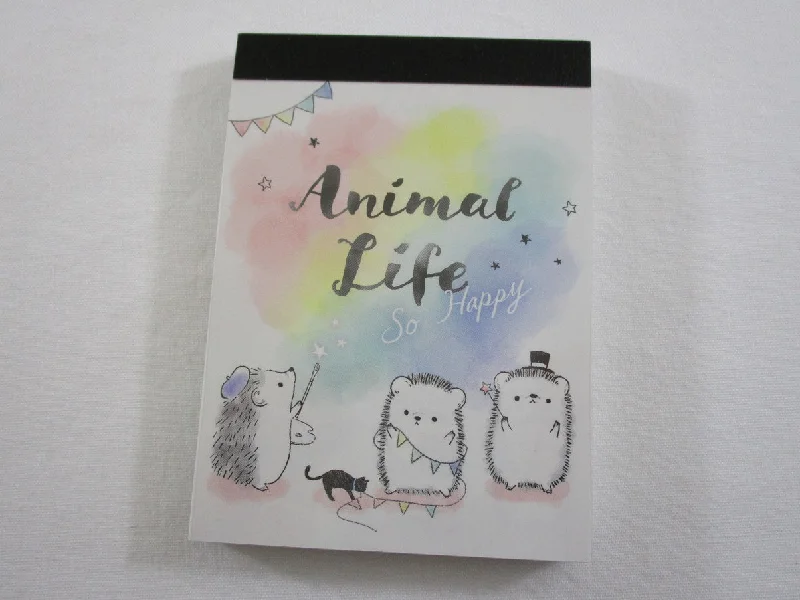 Cute Kawaii Kamio Hedgehog Starry Nigh So Happy Mini Notepad / Memo Pad - Stationery Designer Paper Collection