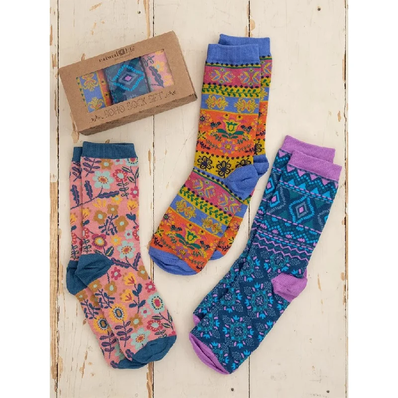 Natural Life : Boxed Boho Sock, Set of 3 - Multi Floral