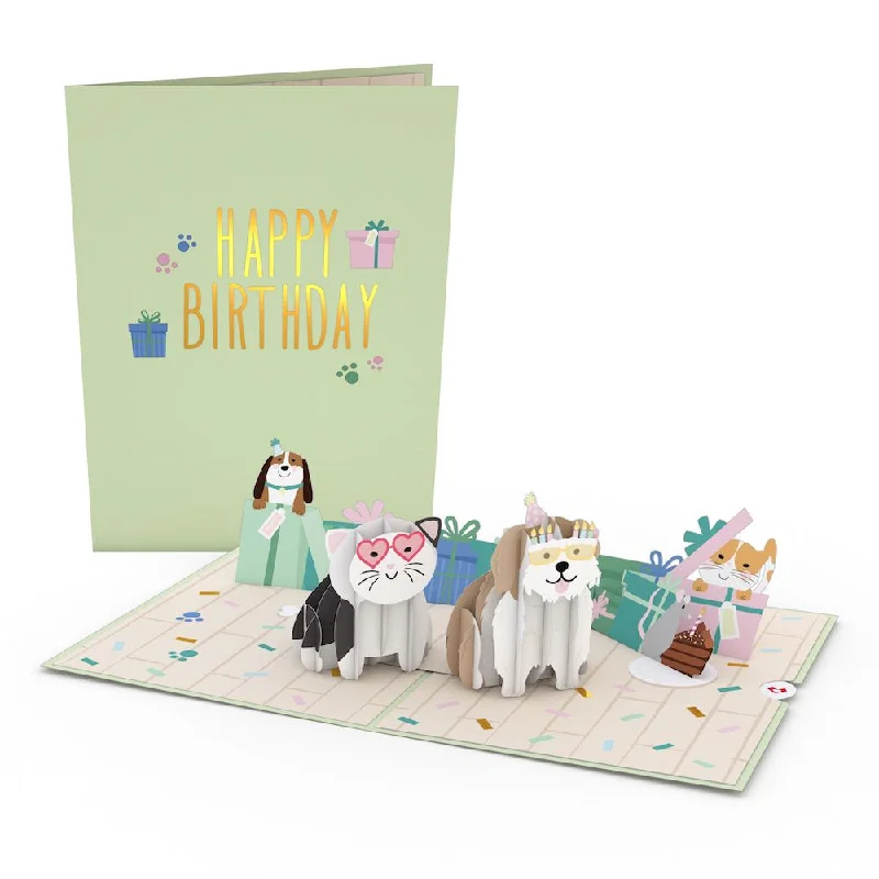 Birthday Cats and Dogs Pop-Up Card