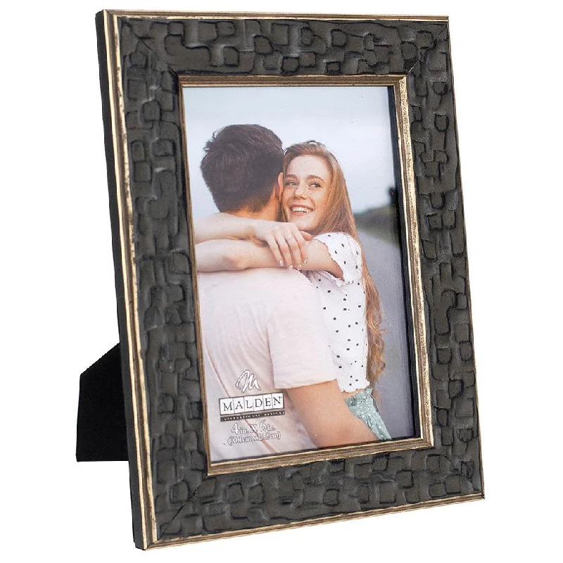 Malden : 4x6 Charcoal Blocks with Gold Frame