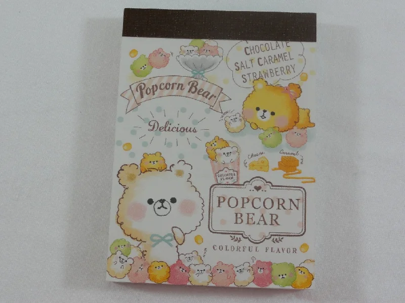 Kawaii Cute Crux Popcorn Bear Mini Notepad / Memo Pad - C