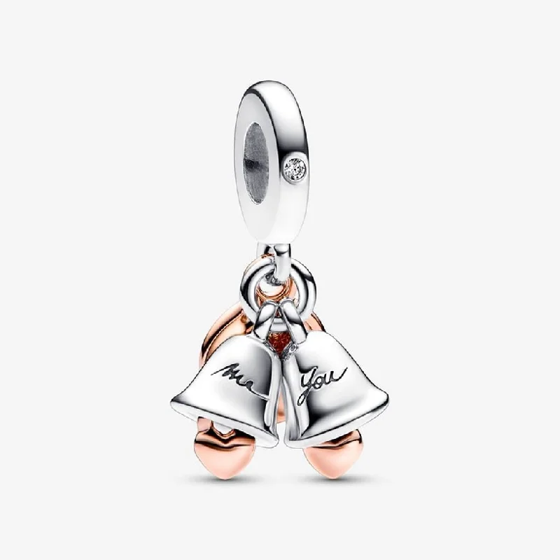 PANDORA : Just Married Wedding Bells Double Dangle