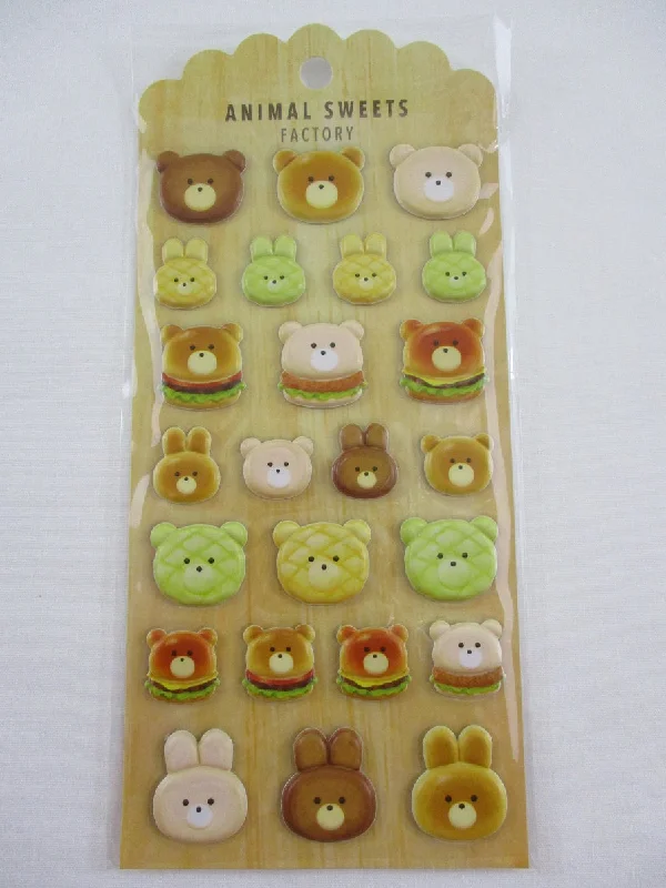 Cute Kawaii MW - Animals Sweets Factory Series - Warm Bread Burger Puffy Sponge Sticker Sheet