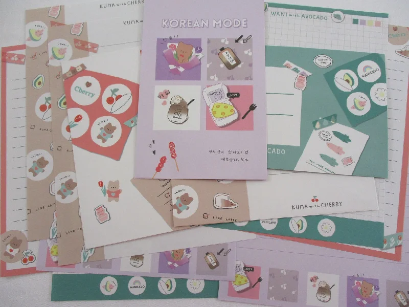 Cute Kawaii Q-Lia Bear Cherry Letter Sets - Stationery Writing Paper Envelope Penpal