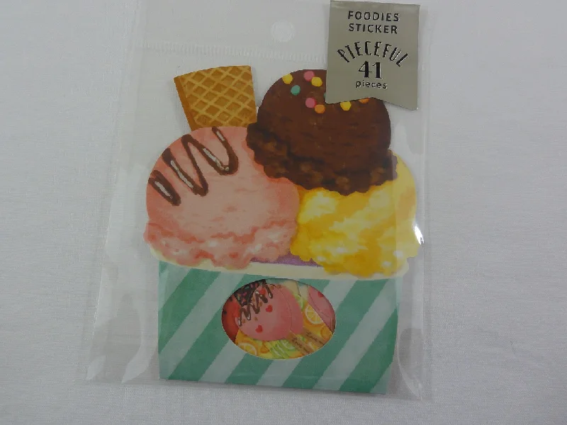 Cute Kawaii Mind Wave Foodies Series - Ice Cream Flake Stickers Sack - for Journal Agenda Planner Scrapbooking Craft