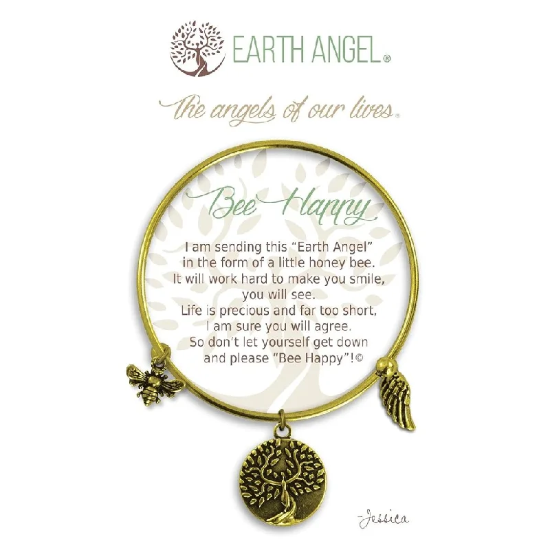 Earth Angel : Bee Happy Charm Bracelet in Brass