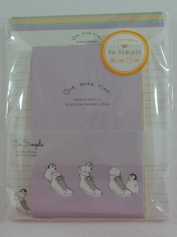 Cute Kawaii Crux Penguin One More Time Letter Set Pack - Stationery Writing Paper Penpal