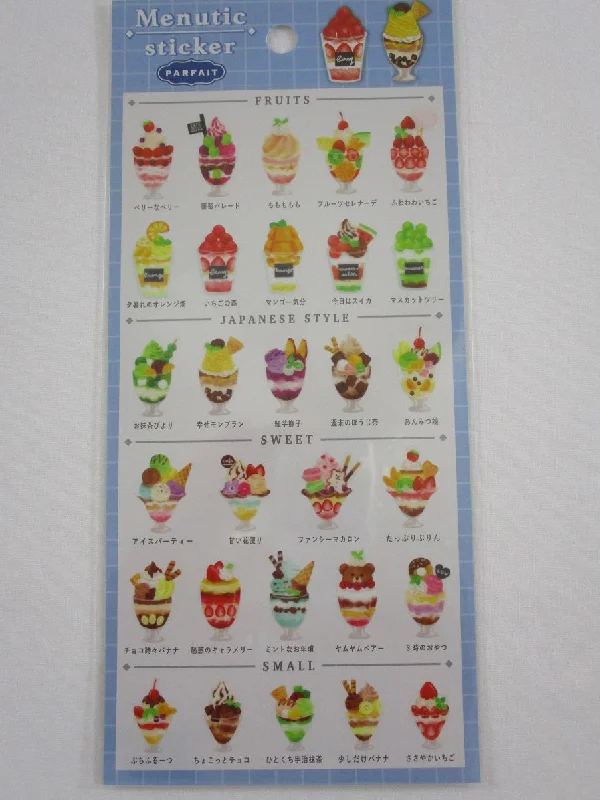 Cute Kawaii Mind Wave Menutic Parfait Frozen Dessert Sticker Sheet - for Journal Planner Craft Organizer